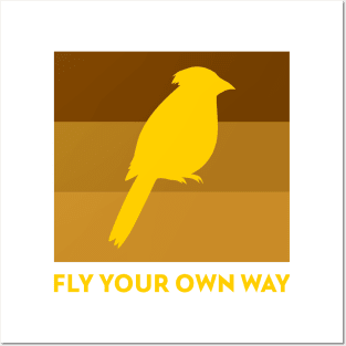 Fly Your Own Way Parrot Bird design, Motivational Quote Posters and Art